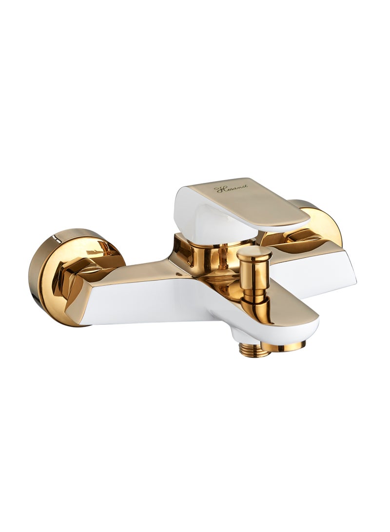 HESANIT Elite Single Lever Bath Mixer With Hand Shower Set White Gold - 7002WG - Image 2