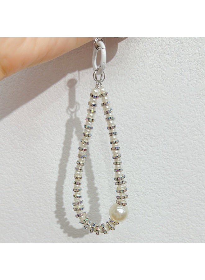 NIBEMINENT Super Cute Beaded Phone Charm – Trendy Phone Chain Wrist Strap, Shining Beads Chain Lanyard for Cell Phone
