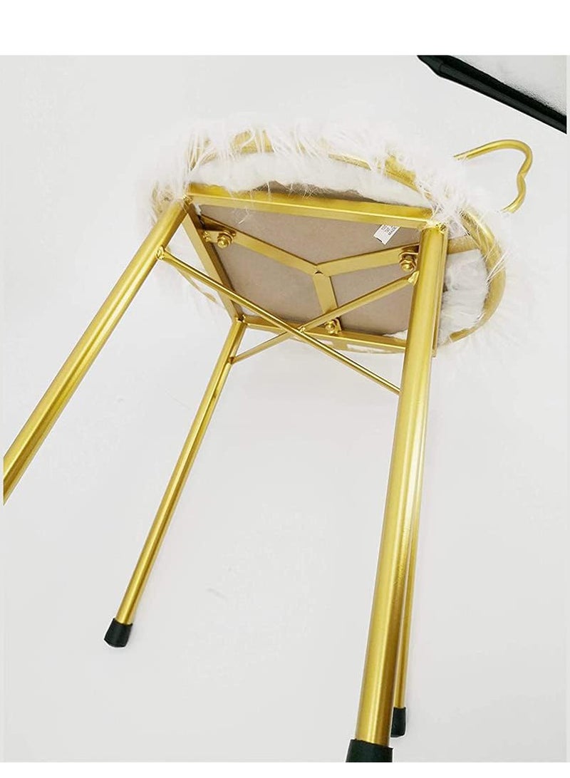 كرسي مكياج على شكل فراشة - إطار معدني ذهبي، مقعد من الصوف الأبيض، مسند ظهر مريح، 43×40×80 سم - Image 4