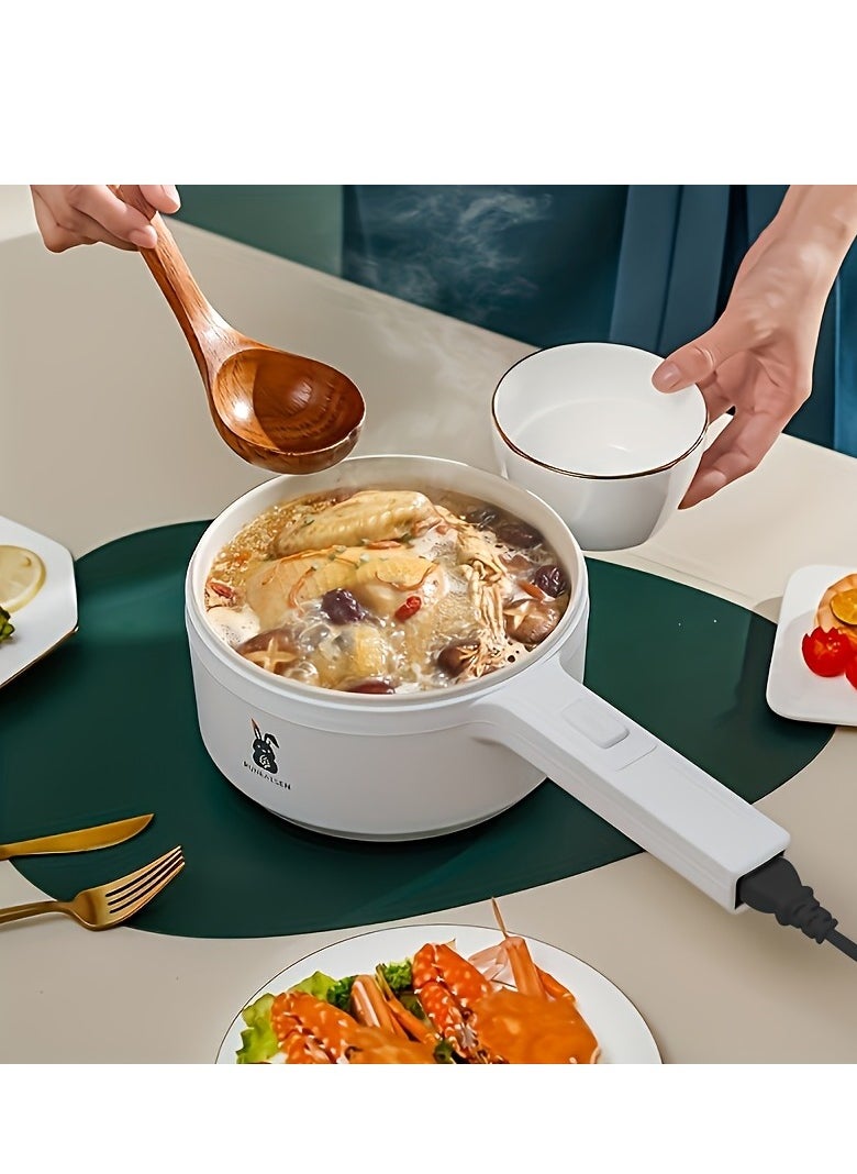 XiuWoo 2L Hot Pot Electric, Long Handle, Non-Stick Ceramic Coating Electric Pot, Multi-Functional, Portable Electric Cooker Suitable For Steak, Egg, Pasta, Ramen Cooker, Mini Pot For Dorm, Office, Travel  - Image 2