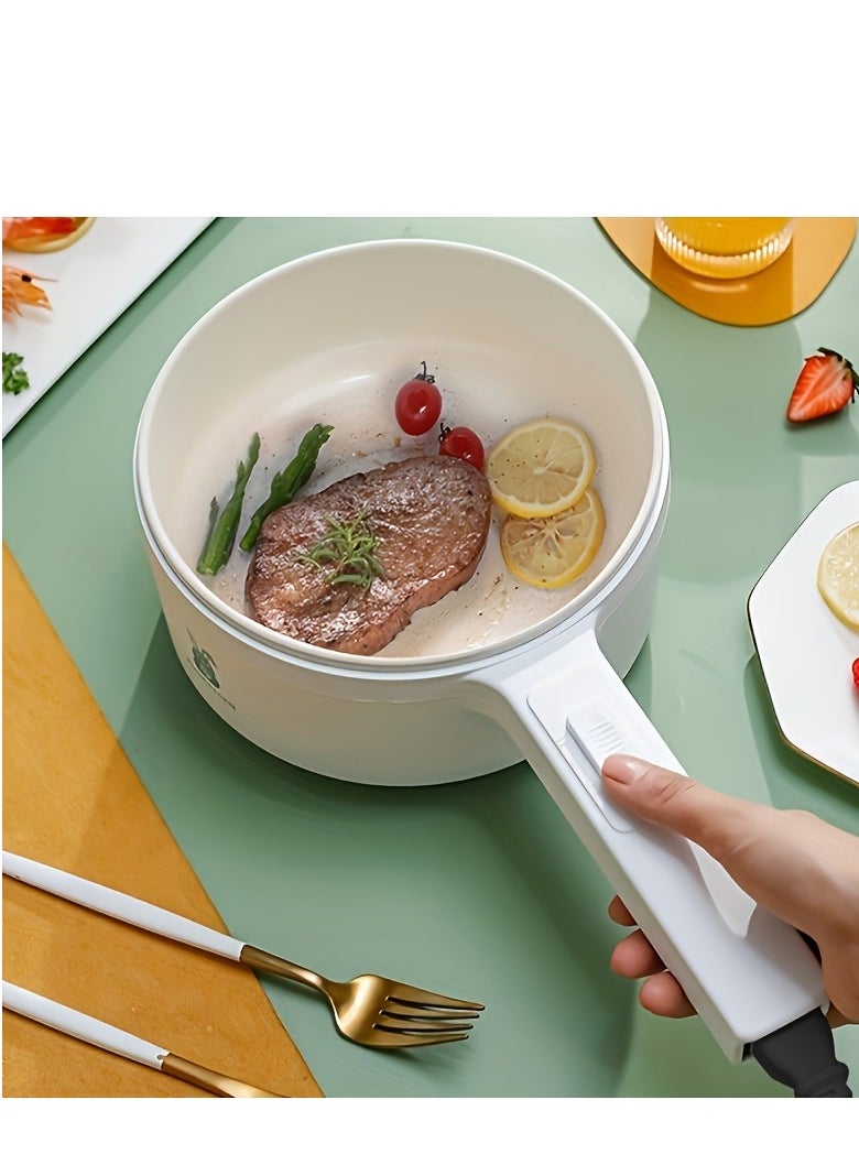 XiuWoo 2L Hot Pot Electric, Long Handle, Non-Stick Ceramic Coating Electric Pot, Multi-Functional, Portable Electric Cooker Suitable For Steak, Egg, Pasta, Ramen Cooker, Mini Pot For Dorm, Office, Travel  - Image 3