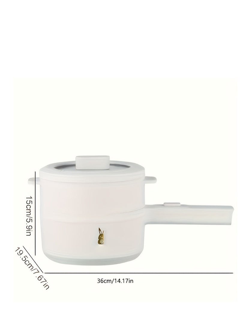 XiuWoo 2L Hot Pot Electric, Long Handle, Non-Stick Ceramic Coating Electric Pot, Multi-Functional, Portable Electric Cooker Suitable For Steak, Egg, Pasta, Ramen Cooker, Mini Pot For Dorm, Office, Travel  - Image 4