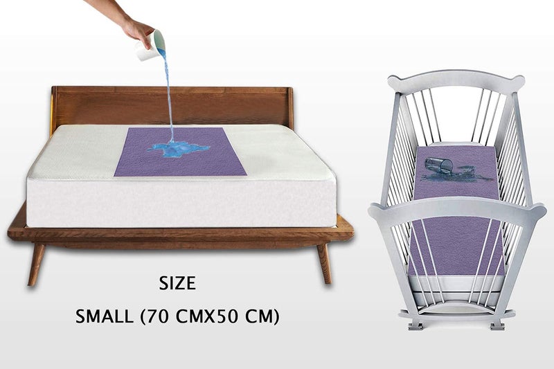 Trance Quick Dry - Soft Bed Protector Waterproof Baby Cot Sheet - (Small-70x50 cm,Purple) - Image 2