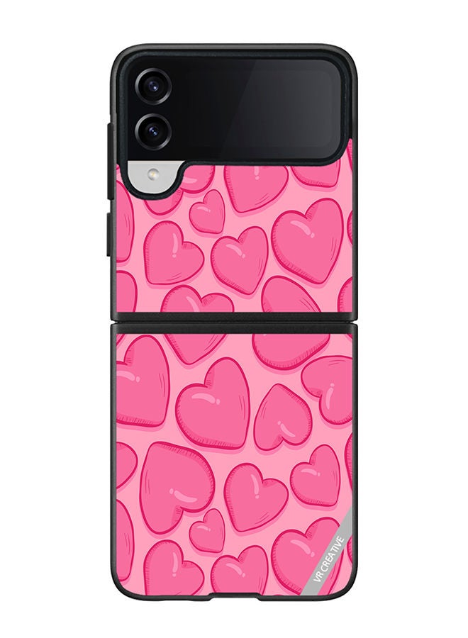 VR CREATIVE Protective Case Cover For Samsung Galaxy Z Flip4 Pink Herat Design Multicolour - Image 1