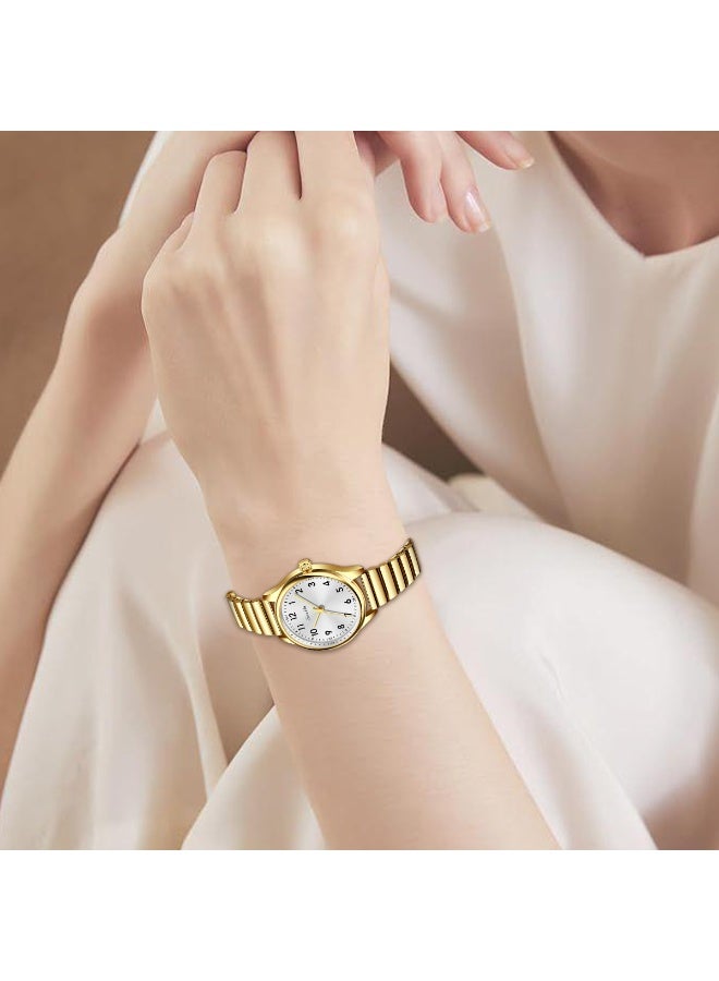 سونكتا ساعة يد نسائية كوارتز بسيطة وأنيقة وراقية بقطر 1.18 بوصة، وسلسلة من الفولاذ المقاوم للصدأ الذهبي بسمك 19 مم، وعلبة رقيقة للغاية بسمك 9 مم، مع مينا فضي. - Image 3