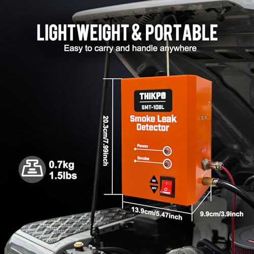 THIKPO Automotive Smoke Machine with Built-in Air Pump, Smoke Leak Detector for EVAP Vacuum, Pipe System, Fuel Leakage, 12V DC Vehicle Leakage Diagnostic Tester - Image 5