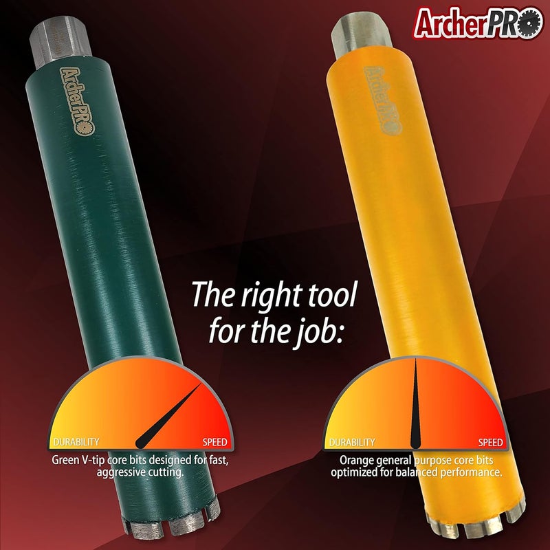 ArcherPro Archer PRO 2” in. Diamond Turbo Core Drill Bit/Hole Saw for Concrete Drilling and Masonry. 14” Drill Depth, 1-1/4” in. -7 Arbor for Core Drill Stand Rig, Dry and Wet Use - Image 2