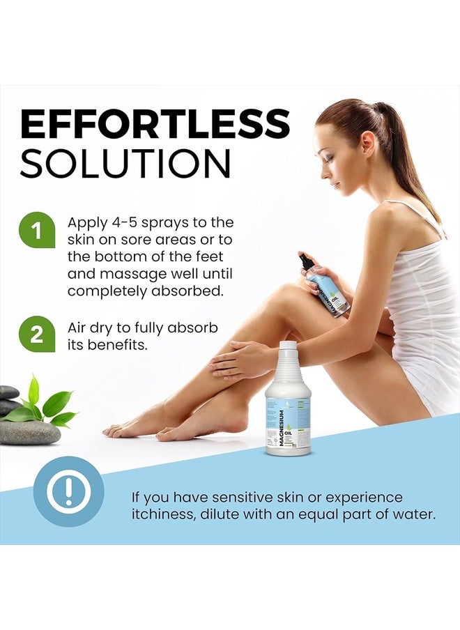 essentiallybased Magnesium Oil Spray 32oz Size - Extra Strength - 100% Pure for Less Sting - Less Itch - Essential Mineral Source - Made in USA  - Image 4