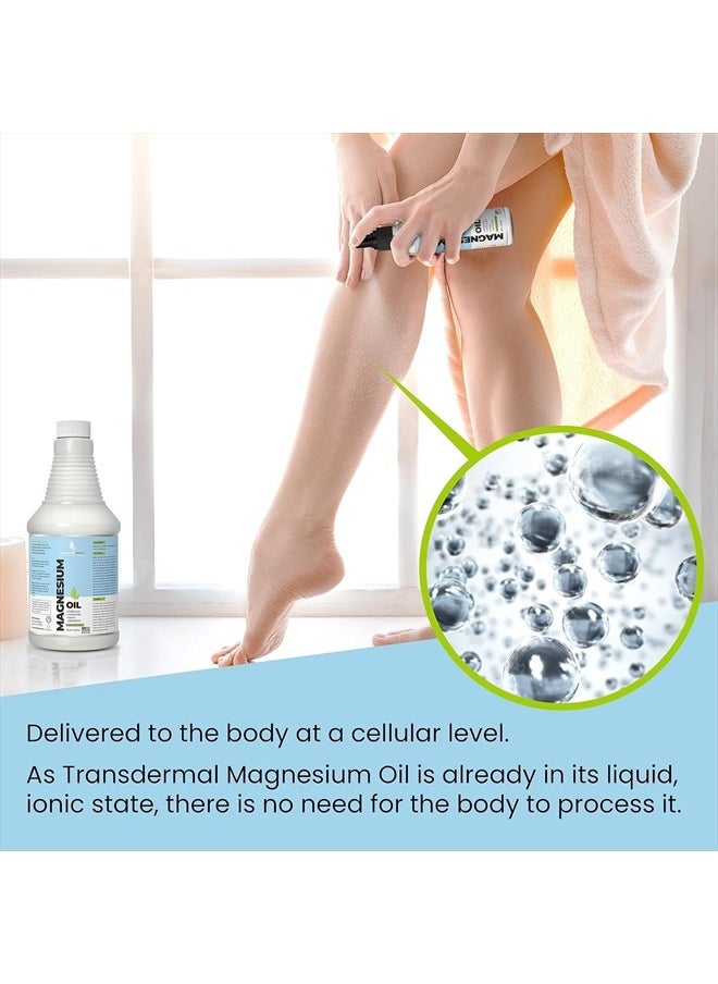 essentiallybased Magnesium Oil Spray 32oz Size - Extra Strength - 100% Pure for Less Sting - Less Itch - Essential Mineral Source - Made in USA  - Image 3