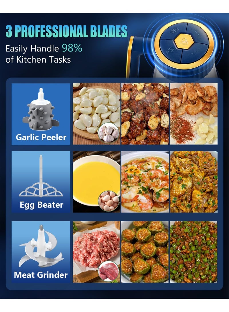 lanthour Five-in-One Electric Food Processor [500W Powerful German Motor] [6 Titanium Steel Blades | 6S Meat Chopping] Kitchen Meat Chopper, Vegetable, Fruit, Nuts, Baby and Pet Food Chopper (Blue) - Image 5