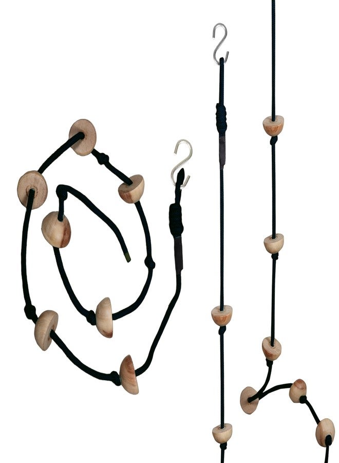 Boffle Wooden Rope Climber For Kids For Physical Activity Indoor & Outdoor Toy (7 Wooden Round Ball Beads With S Hook) (Navy Blue),1 Count - Image 2