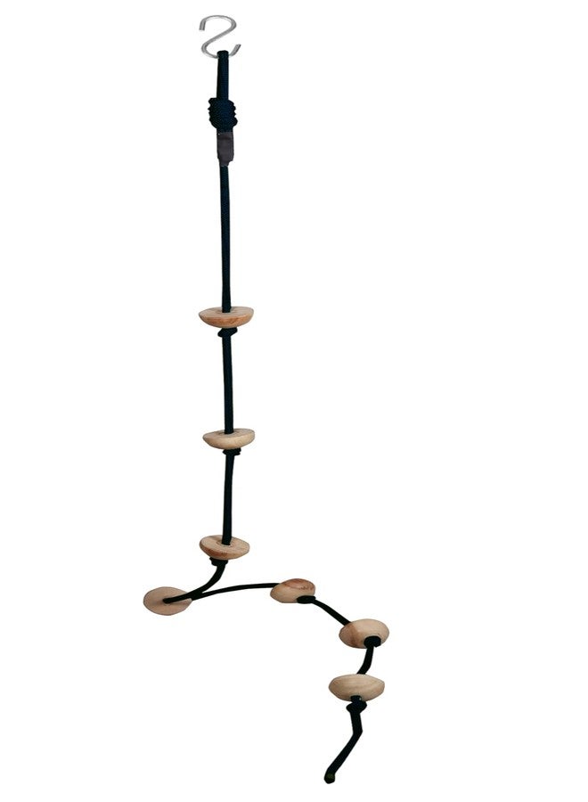 Boffle Wooden Rope Climber For Kids For Physical Activity Indoor & Outdoor Toy (7 Wooden Round Ball Beads With S Hook) (Navy Blue),1 Count - Image 4