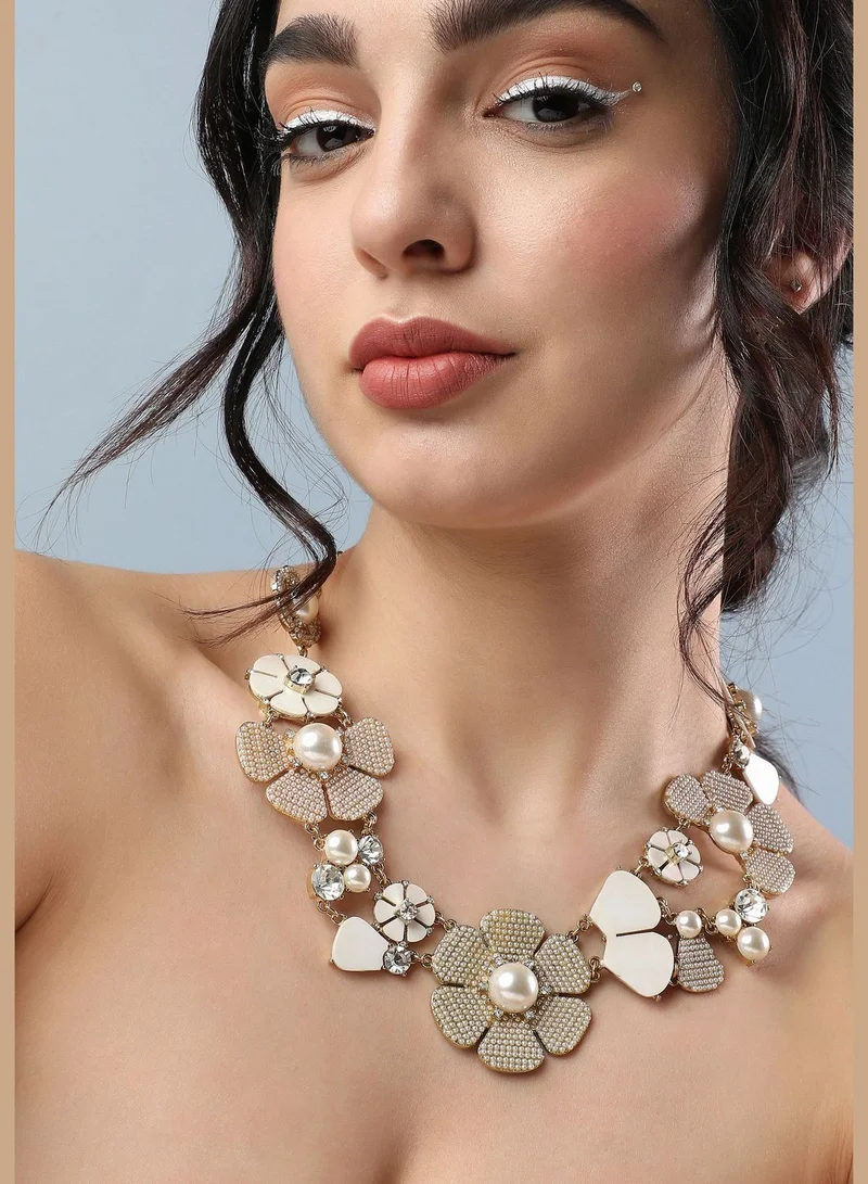 SOHI Gold Plated Designer Stone Party Necklace For Women