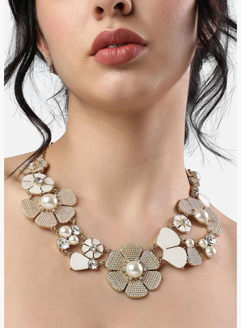 SOHI Gold Plated Designer Stone Party Necklace For Women
