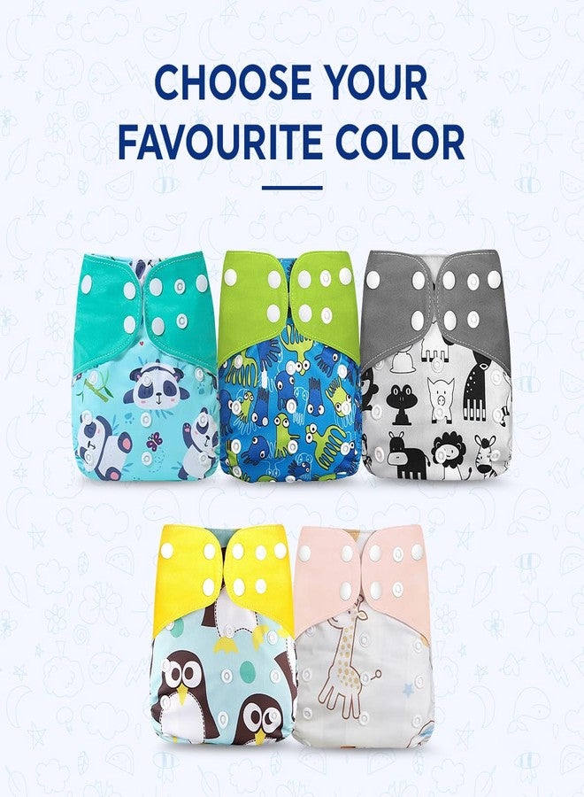 Zikku Free Size Reusable Diaper for New Born Baby with One Insert, Side Leakage Proof, Fast Absorbent, Washable & Reusable Cloth Diapers for Babies Rashfree, Cute Designs (0-3 Years) (Octopus) - Image 5