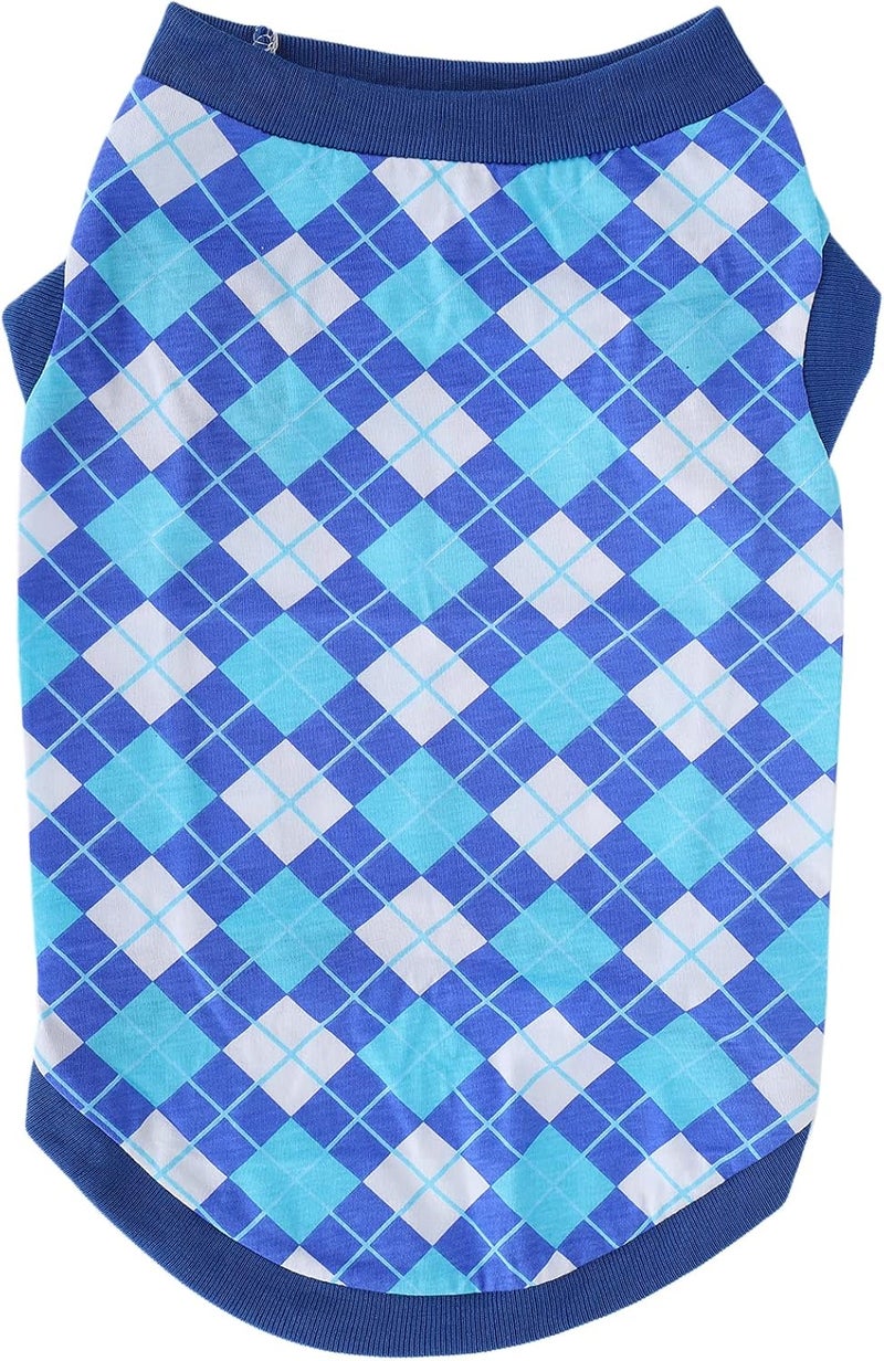 Pet Pig Sleeveless Tshirt Vest, Cotton Rhombus Pattern Clothes for Spring Summer - Soft Fabric, Fashionable Design, Perfect for Parties and Outdoor Use (M) - Image 1