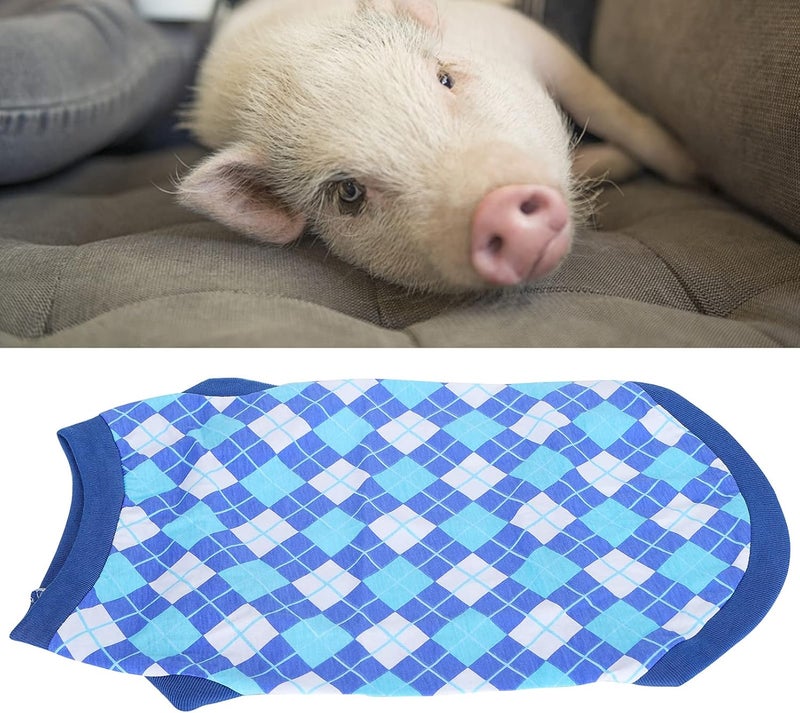 Pet Pig Sleeveless Tshirt Vest, Cotton Rhombus Pattern Clothes for Spring Summer - Soft Fabric, Fashionable Design, Perfect for Parties and Outdoor Use (M) - Image 2