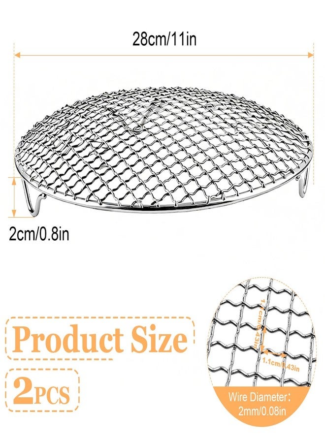 Lainballow 2 pcs Round Cooling Rack, 11'' Grill Wire Cooling Racks, Stainless Steel Cross Wire Cooking Racks, Round Grilling Rack with 20mm Legs for Cooking Baking BBQ Air Fryer Oven Enamel Pot - Image 2