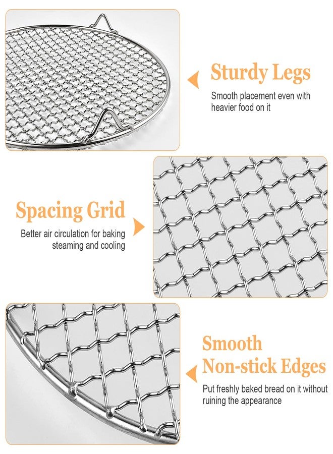 Lainballow 2 pcs Round Cooling Rack, 11'' Grill Wire Cooling Racks, Stainless Steel Cross Wire Cooking Racks, Round Grilling Rack with 20mm Legs for Cooking Baking BBQ Air Fryer Oven Enamel Pot - Image 3