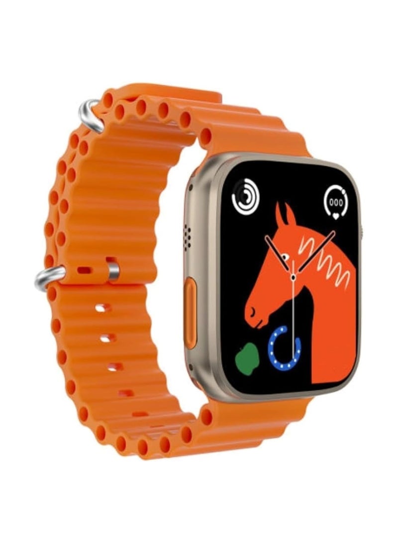 T800 Ultra Smart Watch for Men & Women - Fitness Activity, Heart Rate, Step Counter & Trackers - Waterproof 1.99 infinite Display, Bluetooth with Android & iOS Compatible (Orange) - Image 1