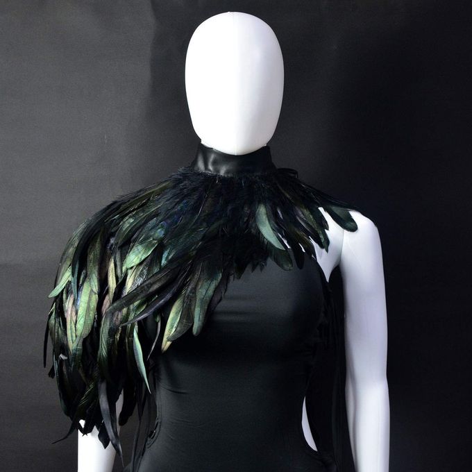 HOMELEX Feather Cape Shawl Costume Black Witch Wings Collar Adult Crow Neck - Image 2