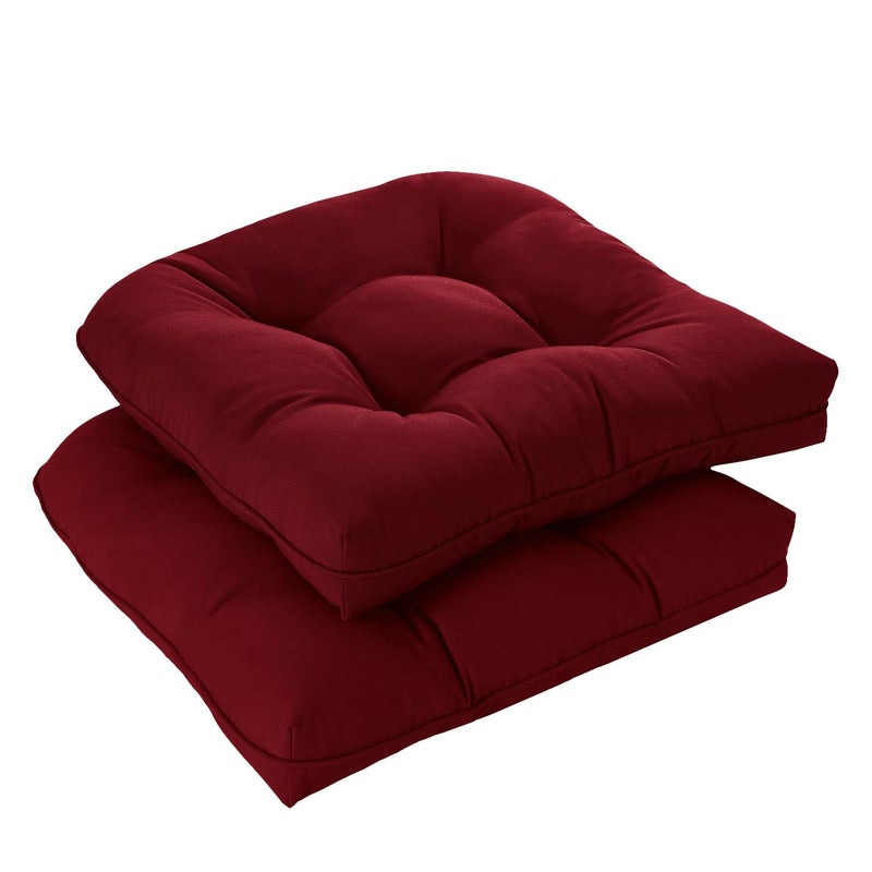 downluxe Outdoor Chair Cushions Set of 2 for Patio Furniture Waterproof Tufted Overstuffed Patio Furniture Cushions Thick Outdoor Seat Cushion 19 X 19 X 5 Burgundy
