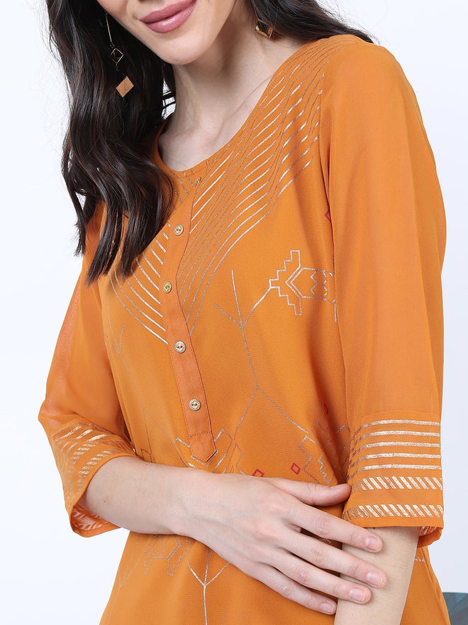 Vishudh Women Ethnic Motifs Printed Straight Kurta - Image 4