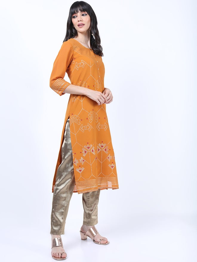 Vishudh Women Ethnic Motifs Printed Straight Kurta - Image 5