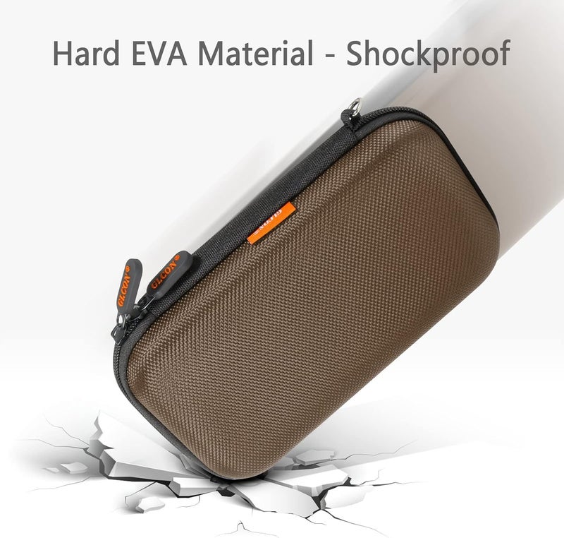 GLCON Electronic Case Travel Cord Organizer Shockproof EVA Hard Carrying Case for Power Bank, Hard Drive, USB Flash Drive, Charger - Portable Small Storage Pouch Bag - Brown - Image 3