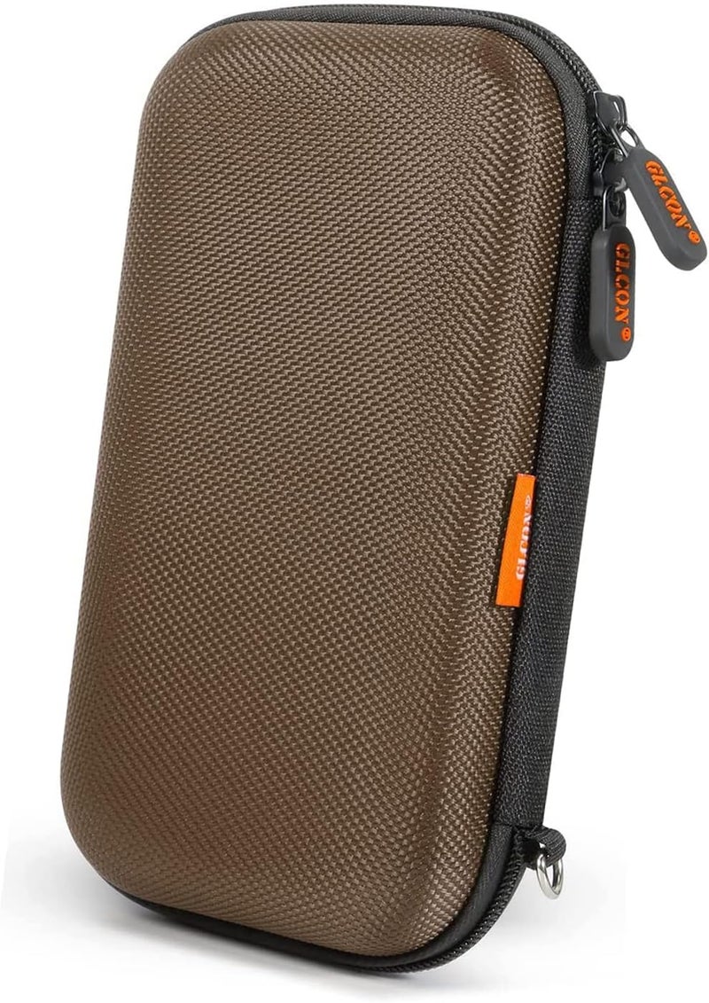 GLCON Electronic Case Travel Cord Organizer Shockproof EVA Hard Carrying Case for Power Bank, Hard Drive, USB Flash Drive, Charger - Portable Small Storage Pouch Bag - Brown - Image 1