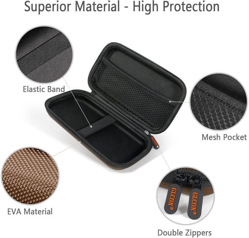 GLCON Electronic Case Travel Cord Organizer Shockproof EVA Hard Carrying Case for Power Bank, Hard Drive, USB Flash Drive, Charger - Portable Small Storage Pouch Bag - Brown - Image 4