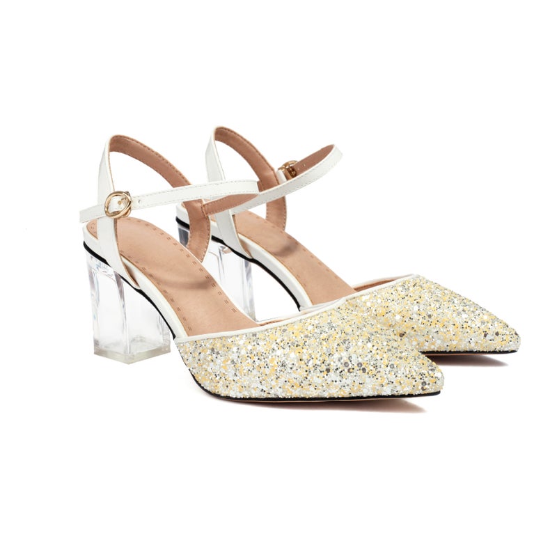 2024 Fashion Crystal Heeled High Heeled 33-43 Size Size High Pointed Sequins Women'S Sandals - Image 1
