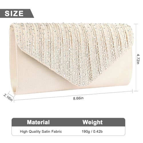 BBjinronjy Clutch Purses for Women Evening Bag Formal Rhinestone Handbags for Wedding Party Cocktail Prom Dinner Shoulder Envelope (Champagne) - Image 5