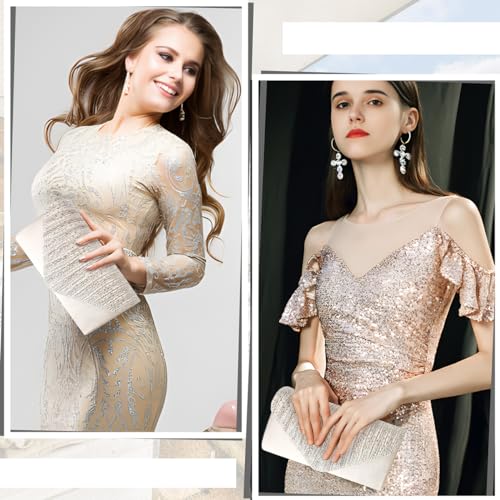 BBjinronjy Clutch Purses for Women Evening Bag Formal Rhinestone Handbags for Wedding Party Cocktail Prom Dinner Shoulder Envelope (Champagne) - Image 3