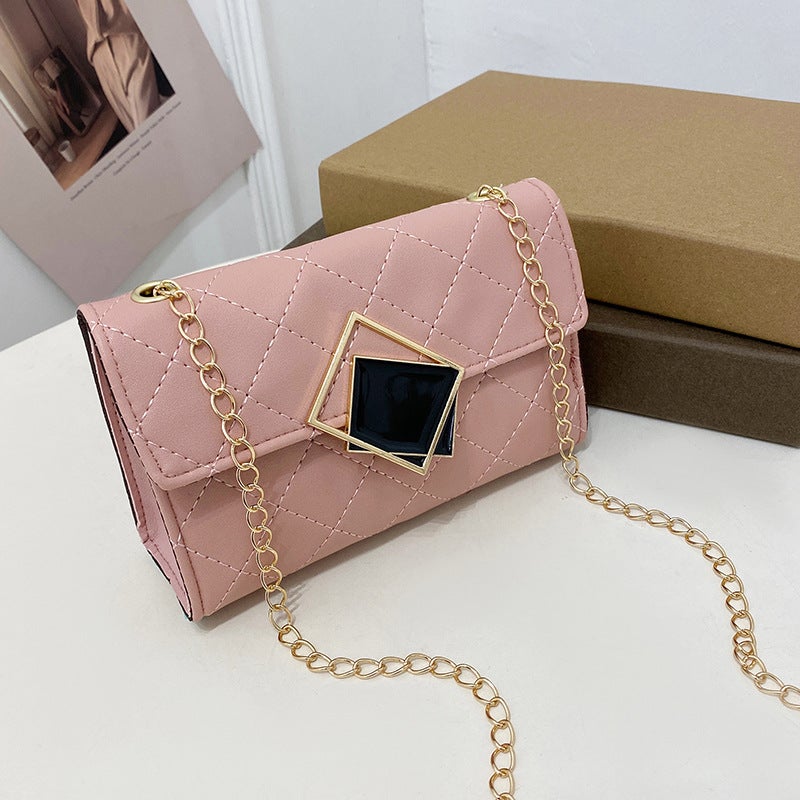Women'S Bag 2023 New Fashion Casual High-Grade Plaid Diamond Embroidered Chain Shoulder Small Square Bag Messenger Bag - Image 1