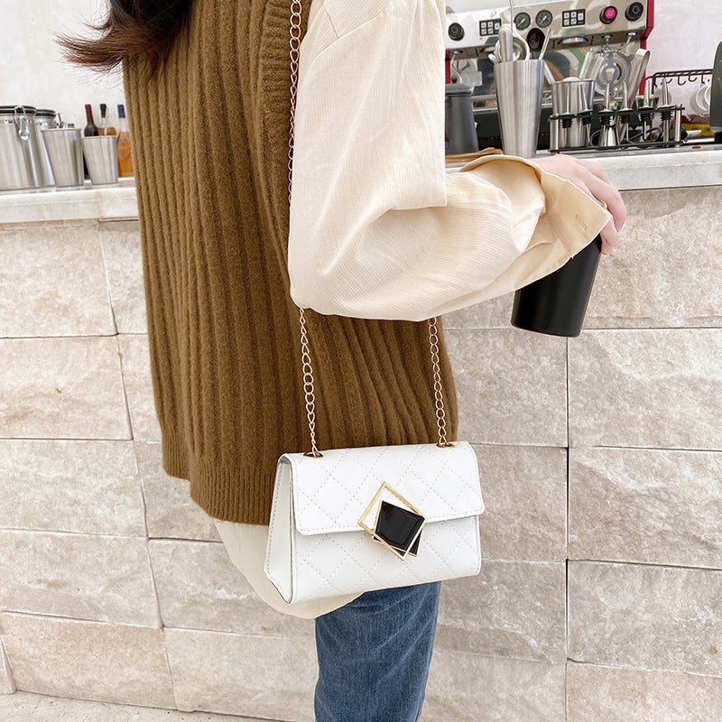 Women'S Bag 2023 New Fashion Casual High-Grade Plaid Diamond Embroidered Chain Shoulder Small Square Bag Messenger Bag - Image 3