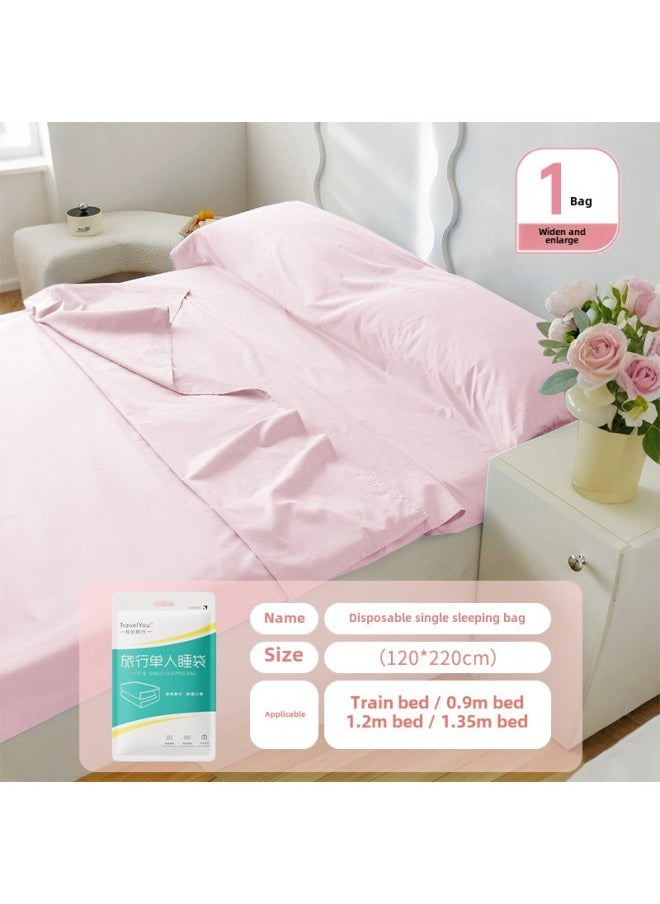 Generic Travel Disposable Sleeping Bag Hotel Dirty Winter Increase Thickened Travel Portable Suit Wash-Free One-Piece Quilt Cover-Color:Single Sleeping Bag 120*220cm (heavy Pink)  - Image 1