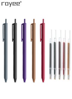Royee 5 Piece Retractable Colored Quick Dry Ink Gel Pens Fine Point 0.5mm with 5 Refills  - Image 1