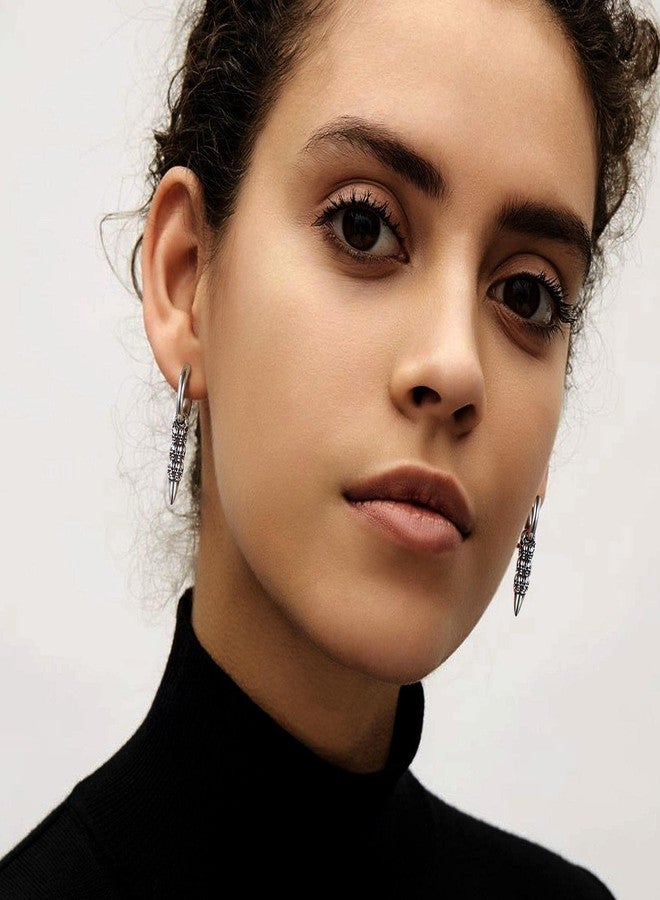 يو7 أقراط حلقية سوداء بتصميم جمجمة مطلية بالأيونات، أقراط متدلية بتصميم بانك روك للنساء، مثالية لحفلات الكوكتيل - Image 4