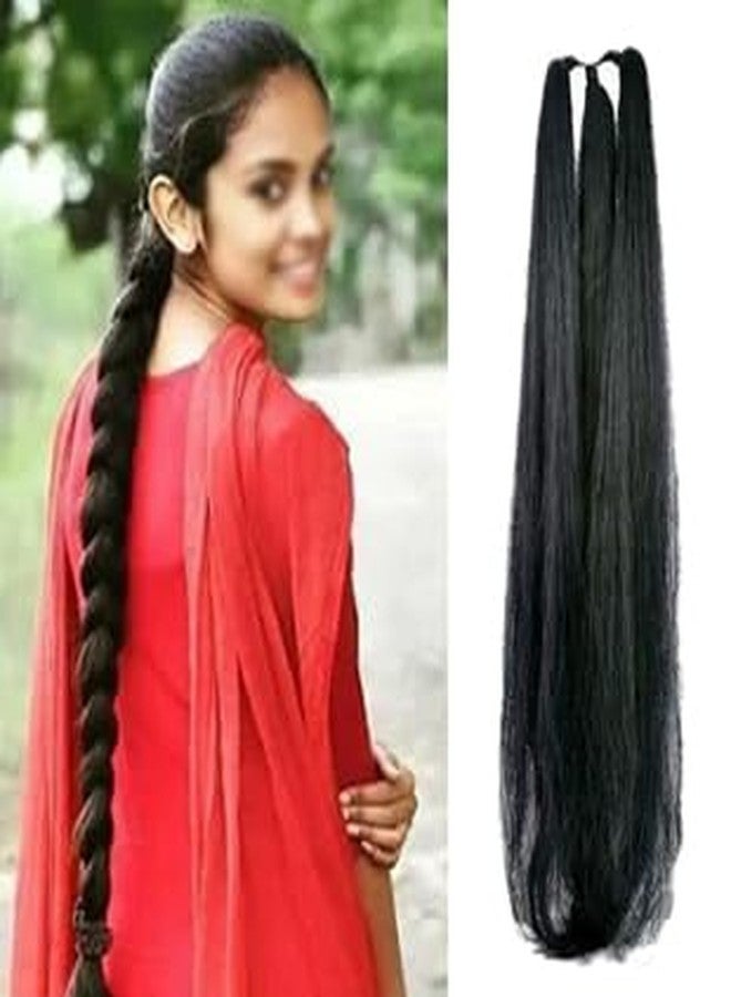 GIRISA Straight Black Hair Extension, 24 Inches Long Lenght, Natural Choti Look - Image 1