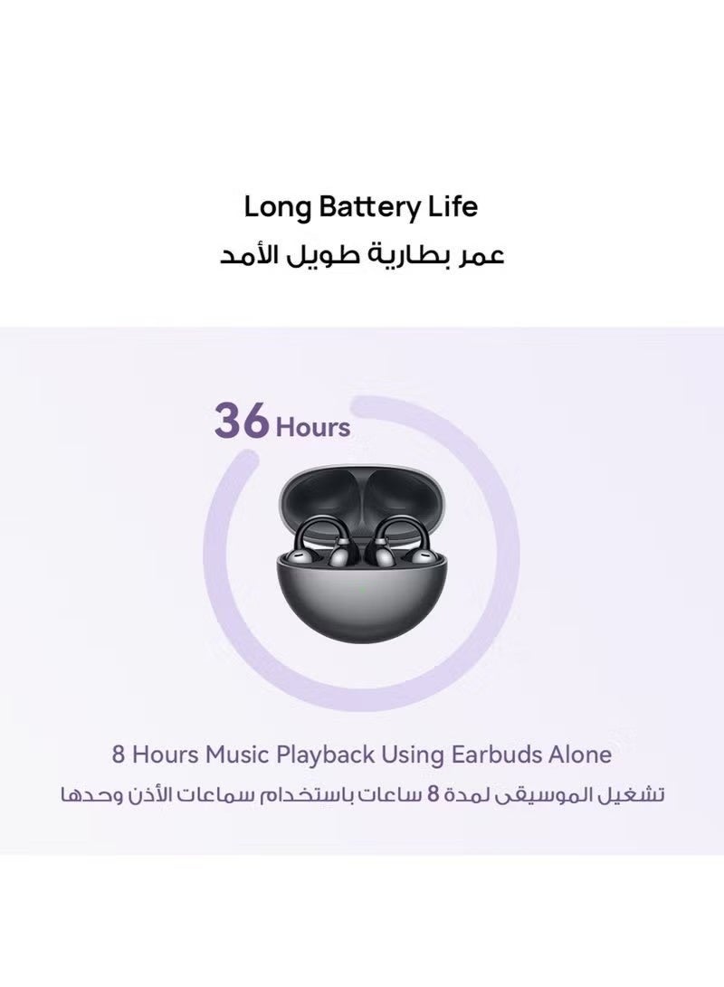 NH Q72 Wireless Earbuds: Futuristic Open-Ear Design, Feather-Light Comfort, Long Battery Life, Bluetooth for iOS/Android (Black) - Image 3