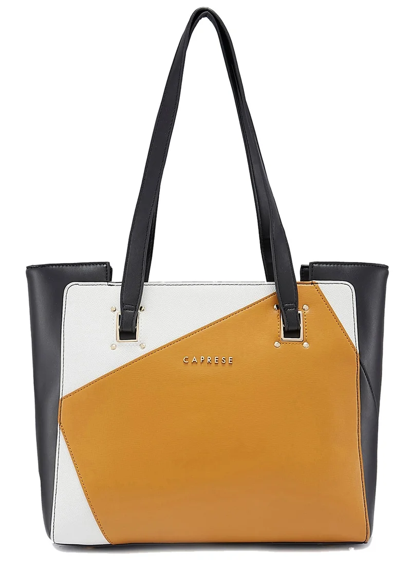 CAPRESE Caprese Ruth Colorblock Ochre Faux Leather Large Tote Handbag