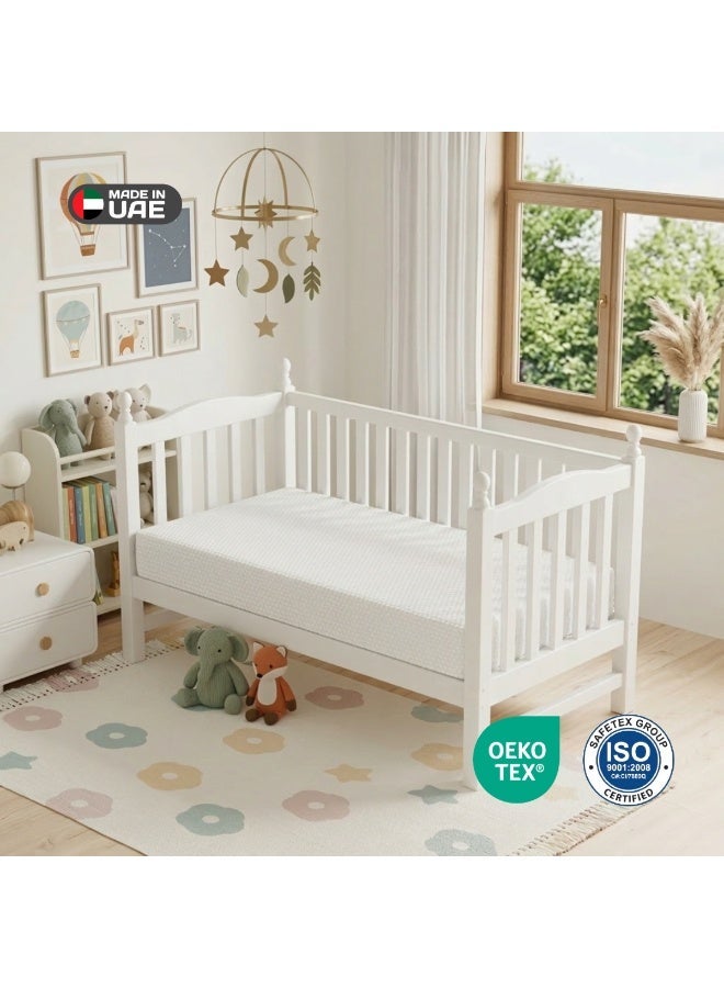 EASELIVING مرتبة سرير أطفال فاخرة من إيزليڤينج مصنوعة من إسفنج الذاكرة، مقاس 120×60 سم، سمكها 10 سم، مزودة بغطاء مقاوم للماء وقابل للإزالة والغسل، ومضادة للحساسية، مناسبة للأطفال الصغار والرضع. - Image 1
