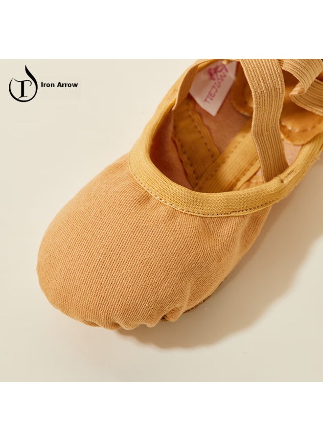 Tiejian Dance Shoes, Elastic Fabric Ballet Practice Shoes, Adult Cat Paw Shoes, Children's Chinese Dance And Body Movement Shoes, Camel Color, Size 36 - Image 3
