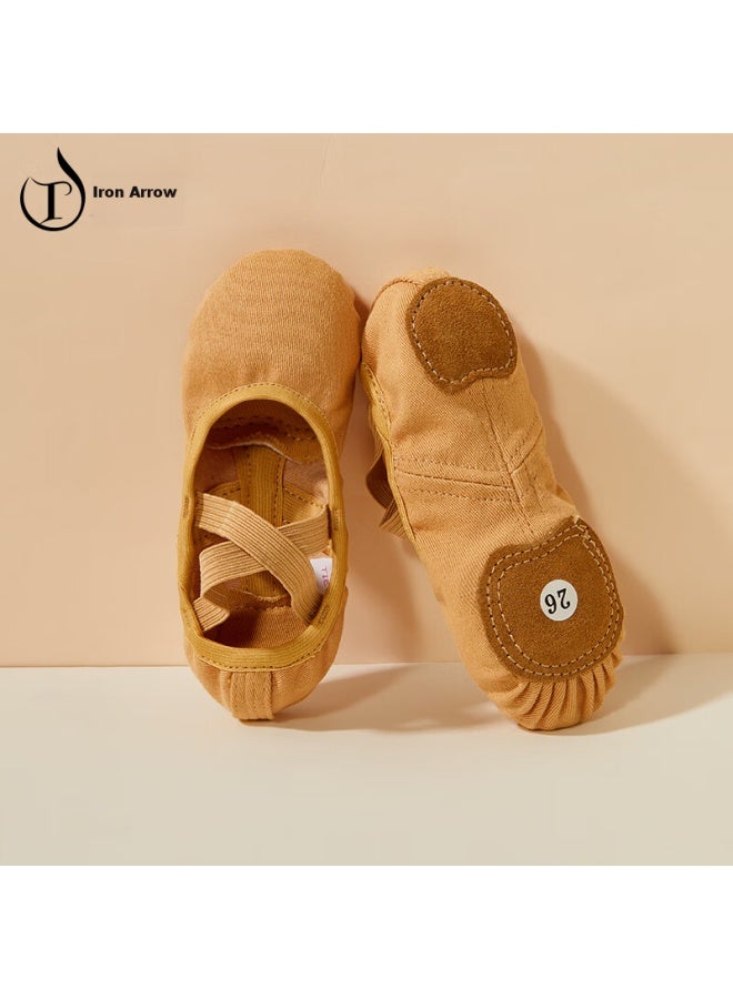 Tiejian Dance Shoes, Elastic Fabric Ballet Practice Shoes, Adult Cat Paw Shoes, Children's Chinese Dance And Body Movement Shoes, Camel Color, Size 36 - Image 2