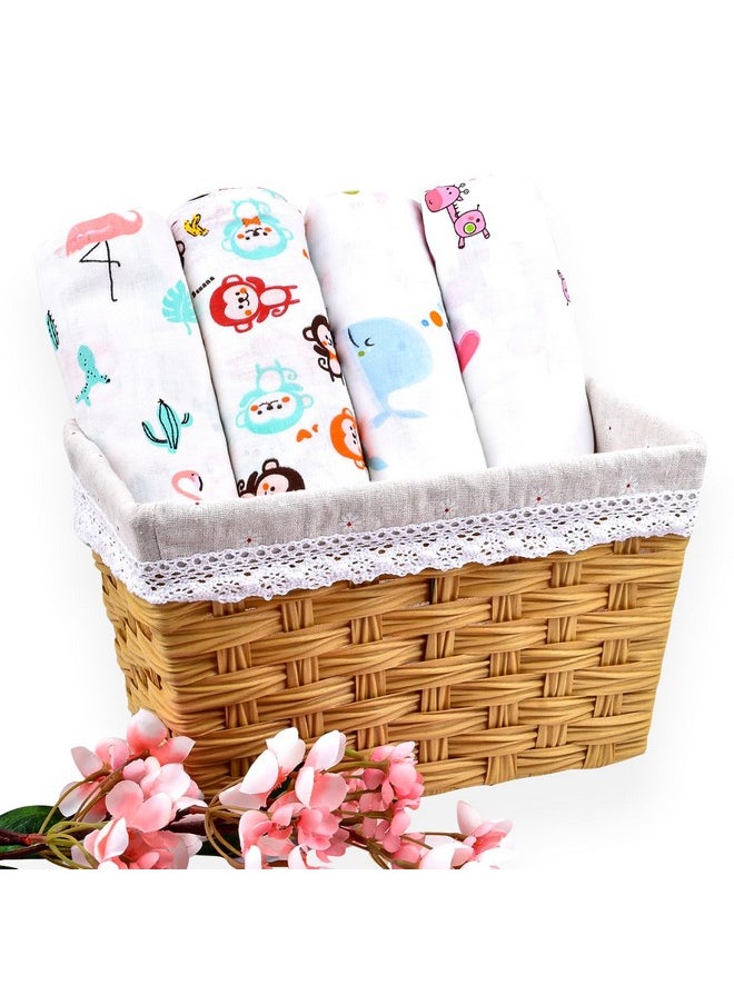 MOM'S HOME Organic Cotton Baby Muslin Swaddle | 100X100 Cm | 0-3 Year | Pack Of 4, Breathable (Multicolor)  - Image 1