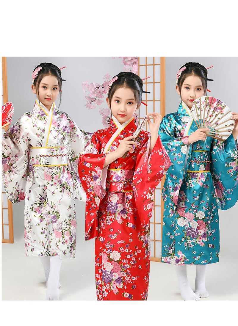 Al Aoyama - Al Aoyama  Japanese Costume Girl Deluxe Blossom Kimono Yukata Robe with OBI Belt Party Fancy Dress - Image 1