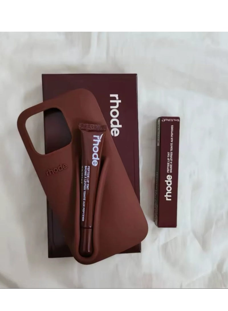 Rhode iPhone 14 Phone Case with Lip Gloss ,Silicone Shockproof and Scratch-Resistant Protective Case,Phone Rhode Case with Silicone Lipstick Holder,Applicable to iPhone 14-（Espresso） - Image 5