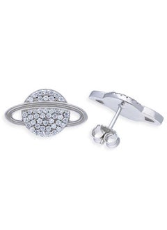 Sterling Silver 925 Saturn Shaped Stud Earrings - FKJERNSLU3147