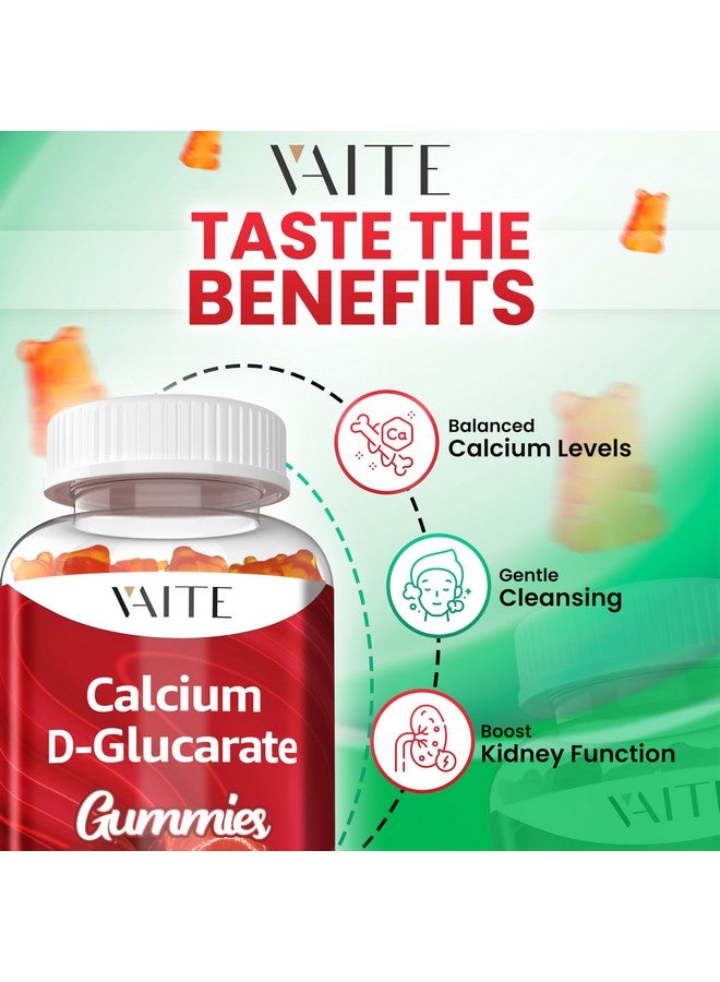 VAITE جواهر الكالسيوم D-غلوكارات 1000 ملغ - مكمل تنظيف CDG للرجال والنساء، توازن استقلاب الهرمونات ودعم انقطاع الطمث، غير معدّل وراثيًا، نباتي، خالي من الغلوتين، خالي من الصويا، 60 قطعة جواهر قابلة للمضغ - Image 2